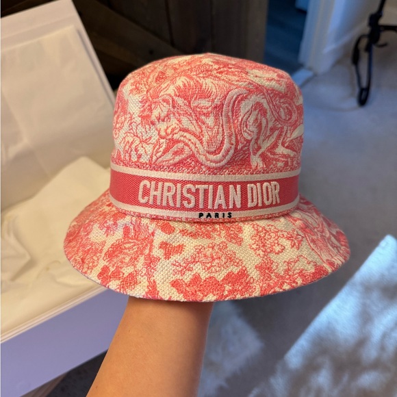 New Dioriviera D-Bobby Toile de Jouy Sauvage Small Brim Bucket Hat size 58 - Picture 4 of 7